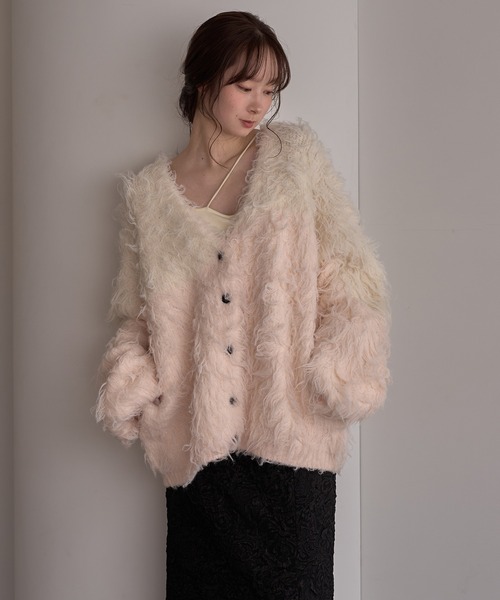 mideal ニュアンスデザインシャギーカーディガン mideal（マイディール）の「nuance design shaggy cardigan