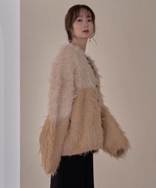 mideal ニュアンスデザインシャギーカーディガン mideal（マイディール）の「nuance design shaggy cardigan