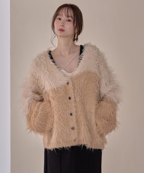 mideal ニュアンスデザインシャギーカーディガン mideal（マイディール）の「nuance design shaggy cardigan