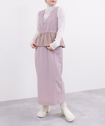 DOLLUPOOPS | 異素材ペプラムミリタリーライクワンピース(ワンピース)