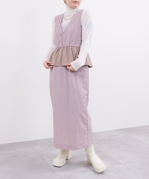 DOLLUPOOPS（ドールアップウップス）の「異素材ペプラムミリタリーライクワンピース（ワンピース・レディース・カーキ/ブラック/ピンク・38）」の3枚目の写真