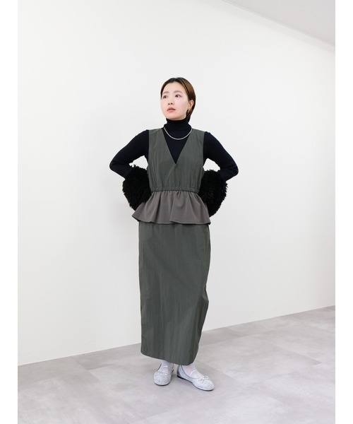 DOLLUPOOPS（ドールアップウップス）の「異素材ペプラムミリタリーライクワンピース（ワンピース・レディース・カーキ/ブラック/ピンク・38）」の11枚目の写真