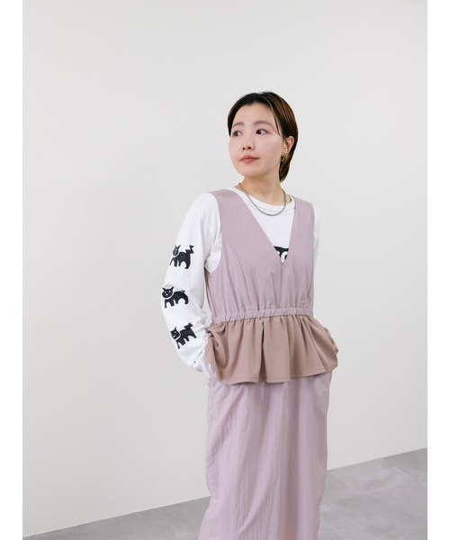 DOLLUPOOPS（ドールアップウップス）の「異素材ペプラムミリタリーライクワンピース（ワンピース・レディース・カーキ/ブラック/ピンク・38）」の22枚目の写真