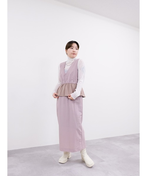 DOLLUPOOPS（ドールアップウップス）の「異素材ペプラムミリタリーライクワンピース（ワンピース・レディース・カーキ/ブラック/ピンク・38）」の10枚目の写真