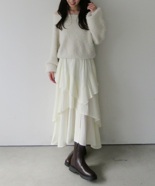 archives(アルシーヴ)の「ラメブークレフェザーニットプルオーバー(ニット/セーター・レディース・アイボリー/グレー/モカ/ネイビー/ピンク・MEDIUM)」の18枚目の写真