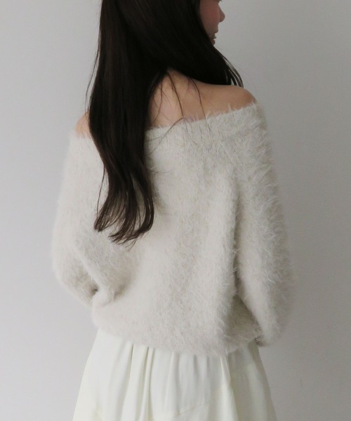 archives(アルシーヴ)の「ラメブークレフェザーニットプルオーバー(ニット/セーター・レディース・アイボリー/グレー/モカ/ネイビー/ピンク・MEDIUM)」の16枚目の写真