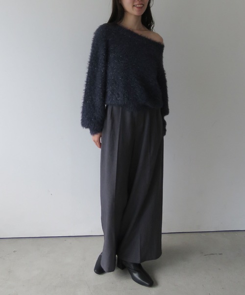 archives(アルシーヴ)の「ラメブークレフェザーニットプルオーバー(ニット/セーター・レディース・アイボリー/グレー/モカ/ネイビー/ピンク・MEDIUM)」の8枚目の写真