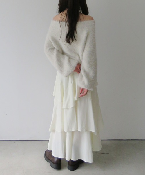 archives(アルシーヴ)の「ラメブークレフェザーニットプルオーバー(ニット/セーター・レディース・アイボリー/グレー/モカ/ネイビー/ピンク・MEDIUM)」の20枚目の写真