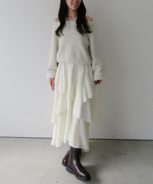 archives(アルシーヴ)の「ラメブークレフェザーニットプルオーバー(ニット/セーター・レディース・アイボリー/グレー/モカ/ネイビー/ピンク・MEDIUM)」の21枚目の写真