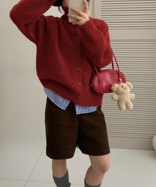 新品 EVERYDAY I LIKE. カーディガン レッド タグ付き フューティアランド Futier Land zip付ニットカーディガン （レッド