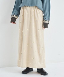 pairmanon（ペアマノン）の「【リンクコーデ】【ママサイズ】フラワー刺繍 コーデュロイ ナロースカート（スカート）」