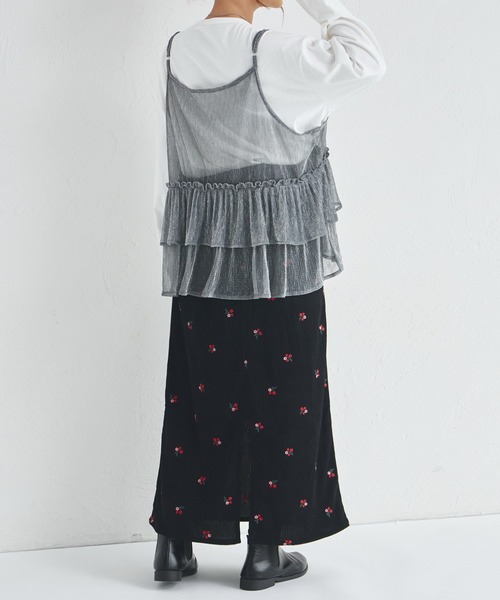 pairmanon(ペアマノン)の「【リンクコーデ】【ママサイズ】フラワー刺繍 コーデュロイ ナロースカート(スカート・レディース・ベージュ/ブラック/イエロー系その他・FREE)」の5枚目の写真