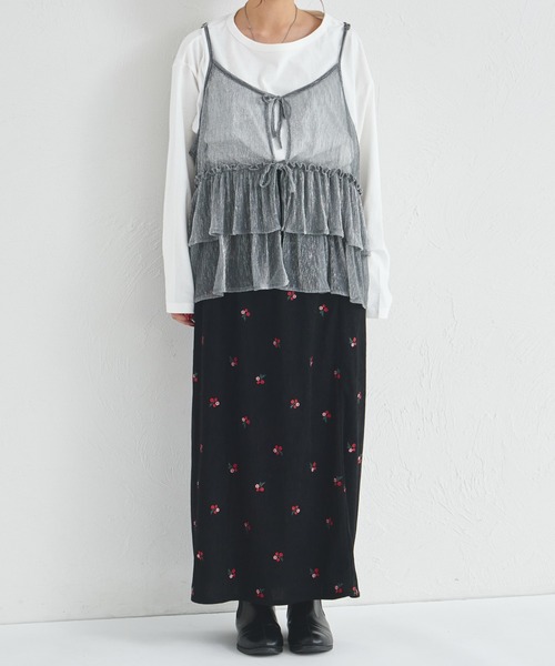 pairmanon(ペアマノン)の「【リンクコーデ】【ママサイズ】フラワー刺繍 コーデュロイ ナロースカート(スカート・レディース・ベージュ/ブラック/イエロー系その他・FREE)」の6枚目の写真