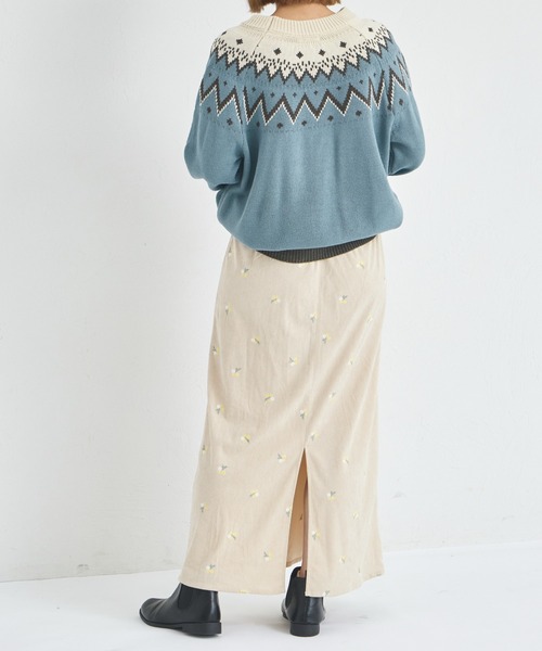 pairmanon(ペアマノン)の「【リンクコーデ】【ママサイズ】フラワー刺繍 コーデュロイ ナロースカート(スカート・レディース・ベージュ/ブラック/イエロー系その他・FREE)」の9枚目の写真