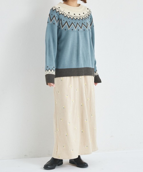 pairmanon(ペアマノン)の「【リンクコーデ】【ママサイズ】フラワー刺繍 コーデュロイ ナロースカート(スカート・レディース・ベージュ/ブラック/イエロー系その他・FREE)」の10枚目の写真