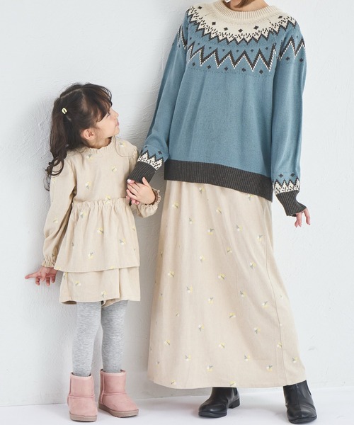 pairmanon(ペアマノン)の「【リンクコーデ】【ママサイズ】フラワー刺繍 コーデュロイ ナロースカート(スカート・レディース・ベージュ/ブラック/イエロー系その他・FREE)」の11枚目の写真