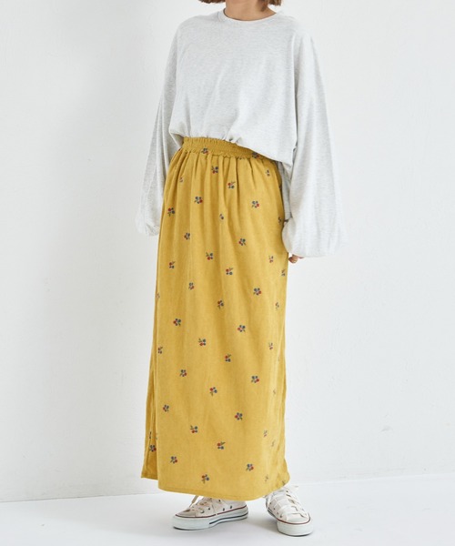 pairmanon(ペアマノン)の「【リンクコーデ】【ママサイズ】フラワー刺繍 コーデュロイ ナロースカート(スカート・レディース・ベージュ/ブラック/イエロー系その他・FREE)」の13枚目の写真