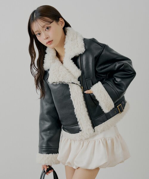 ちーこ ボアレザーライダースジャケット（その他アウター）｜Chico（チコ）の