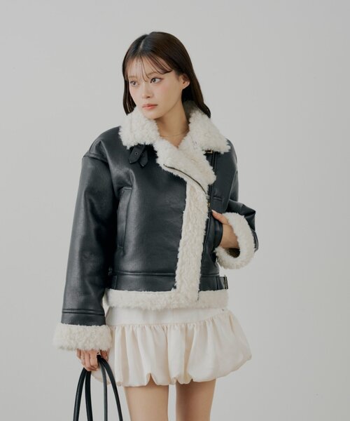 ボアレザーライダースジャケット（その他アウター）｜Chico（チコ）の