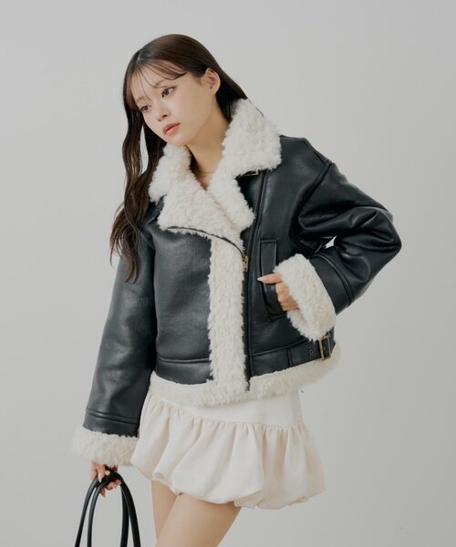 ボアレザーライダースジャケット ボアレザーライダースジャケット（その他アウター）｜Chico（チコ）の