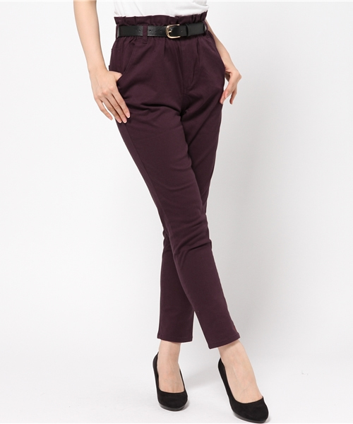 one after another NICE CLAUP（ワンアフターアナザーナイスクラップ）の「【ナイスクラップ】ハイウェストテーパードパンツ（その他パンツ・レディース・その他1/ブラウン/インディゴブルー・FREE）」の2枚目の写真