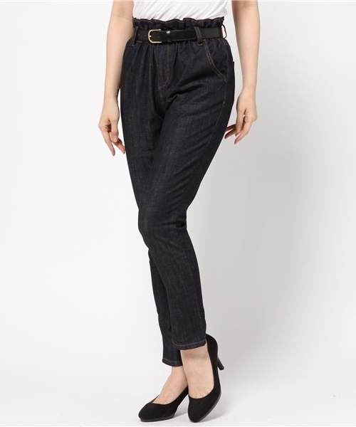 one after another NICE CLAUP（ワンアフターアナザーナイスクラップ）の「【ナイスクラップ】ハイウェストテーパードパンツ（その他パンツ・レディース・その他1/ブラウン/インディゴブルー・FREE）」の3枚目の写真