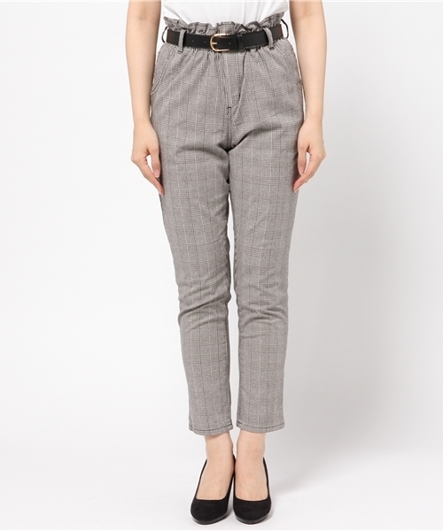 one after another NICE CLAUP（ワンアフターアナザーナイスクラップ）の「【ナイスクラップ】ハイウェストテーパードパンツ（その他パンツ・レディース・その他1/ブラウン/インディゴブルー・FREE）」の4枚目の写真