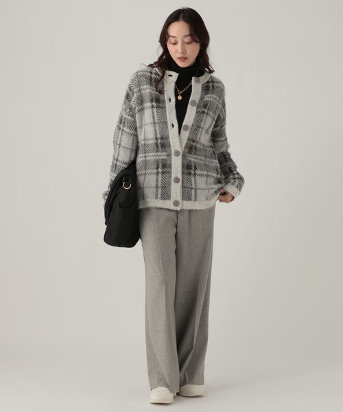 Elura（エルーラ）の「チェックニットカーディガン/628844（カーディガン/ボレロ・レディース・レッド/オフホワイト・FREE）」の3枚目の写真