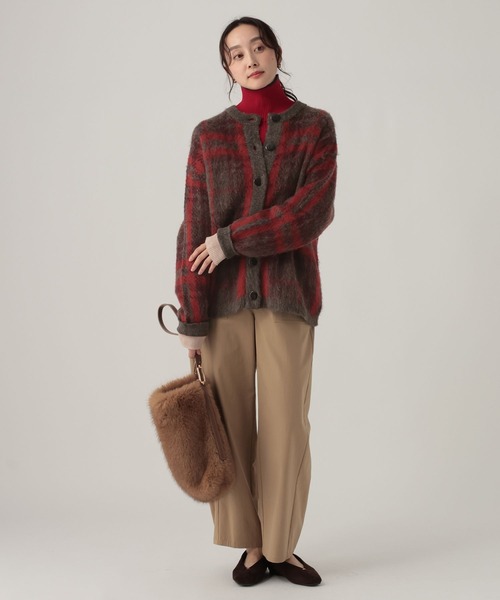 Elura（エルーラ）の「チェックニットカーディガン/628844（カーディガン/ボレロ・レディース・レッド/オフホワイト・FREE）」の7枚目の写真