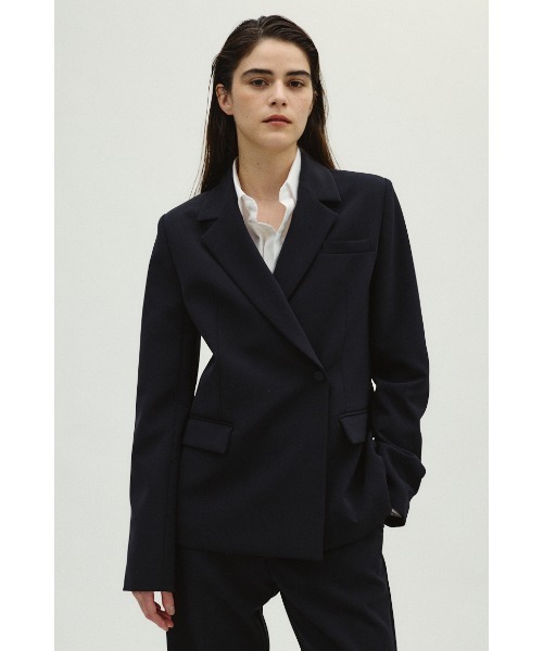 RIM.ARK(リムアーク)の「Double cloth wrapped JK ダブルクロスラップドジャケット(テーラードジャケット・レディース・ネイビー/ブラック・36/38)」の1枚目の写真