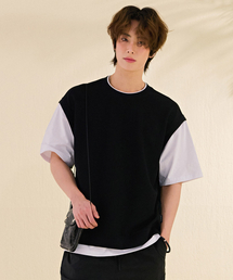 男性レイヤード半袖Tシャツ-DBRK5818D03