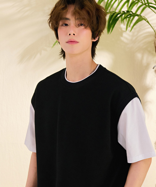 CHASECULT(チェイスカルト)の「男性レイヤード半袖Tシャツ-DBRK5818D03(Tシャツ/カットソー・メンズ・ブラック・95/105/100)」の2枚目の写真