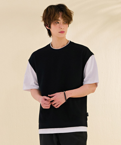 CHASECULT(チェイスカルト)の「男性レイヤード半袖Tシャツ-DBRK5818D03(Tシャツ/カットソー・メンズ・ブラック・95/105/100)」の4枚目の写真