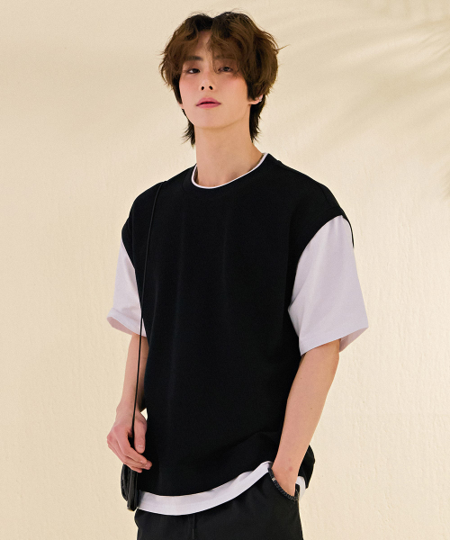 CHASECULT(チェイスカルト)の「男性レイヤード半袖Tシャツ-DBRK5818D03(Tシャツ/カットソー・メンズ・ブラック・95/105/100)」の5枚目の写真