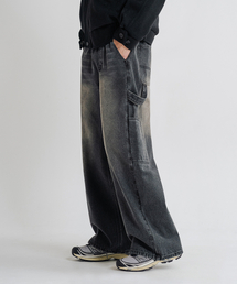 LEMAIN SECOND（リメインセカンド）の「Vintage Washed Wide Carpenter Denim Banding Pants [Black]（デニムパンツ）」