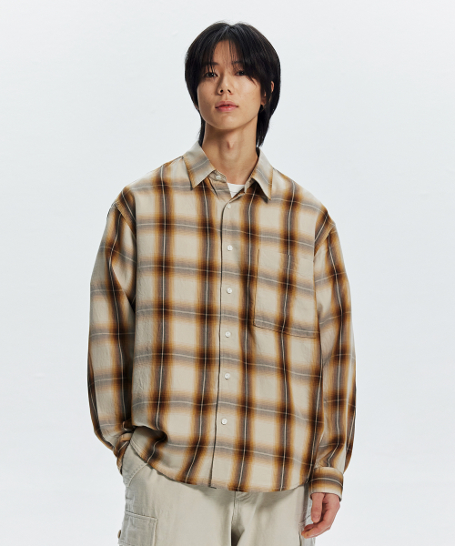 FRIZMWORKS(フリズムワークス)の「LYOCELL CHECK RELAXED SHIRT _ BEIGE(シャツ/ブラウス・メンズ・その他・SMALL/MEDIUM/LARGE/X-LARGE)」の1枚目の写真