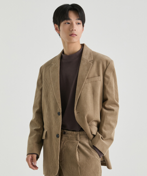 OVERSIZED CORDUROY BLAZER [BEIGE]