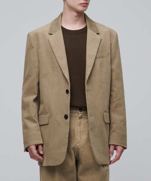 MUSINSA STANDARD（ムシンサスタンダード）の「特大コーデュロイブレザー[ベージュ]（テーラードジャケット・メンズ・その他・MEDIUM/LARGE/X-LARGE/XX-LARGE）」の2枚目の写真