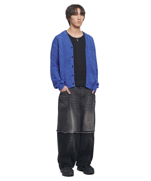 NOMANUAL(NOMANUAL)の「T.B PUNCHING KNIT CARDIGAN - LIGHT NAVY(カーディガン/ボレロ・レディース・その他・SMALL/MEDIUM/LARGE)」の3枚目の写真