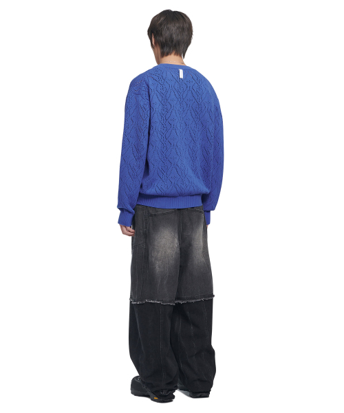 NOMANUAL(NOMANUAL)の「T.B PUNCHING KNIT CARDIGAN - LIGHT NAVY(カーディガン/ボレロ・レディース・その他・SMALL/MEDIUM/LARGE)」の4枚目の写真