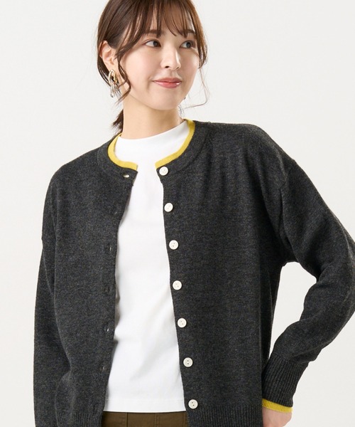 TOKYO SHIRTS（トウキョウシャツ）の「【Pitta Re:)】 ニット レイヤード風 クルーネック カーディガン（カーディガン/ボレロ・レディース・ブラック/グレー・M/L）」の2枚目の写真