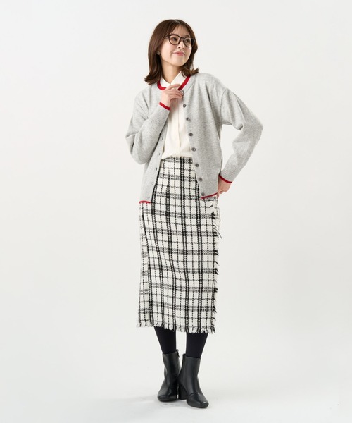 TOKYO SHIRTS（トウキョウシャツ）の「【Pitta Re:)】 ニット レイヤード風 クルーネック カーディガン（カーディガン/ボレロ・レディース・ブラック/グレー・M/L）」の10枚目の写真