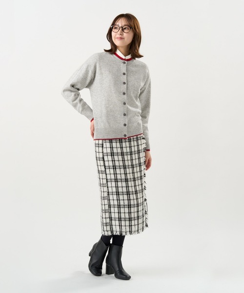 TOKYO SHIRTS（トウキョウシャツ）の「【Pitta Re:)】 ニット レイヤード風 クルーネック カーディガン（カーディガン/ボレロ・レディース・ブラック/グレー・M/L）」の11枚目の写真