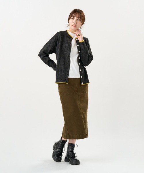 TOKYO SHIRTS（トウキョウシャツ）の「【Pitta Re:)】 ニット レイヤード風 クルーネック カーディガン（カーディガン/ボレロ・レディース・ブラック/グレー・M/L）」の3枚目の写真