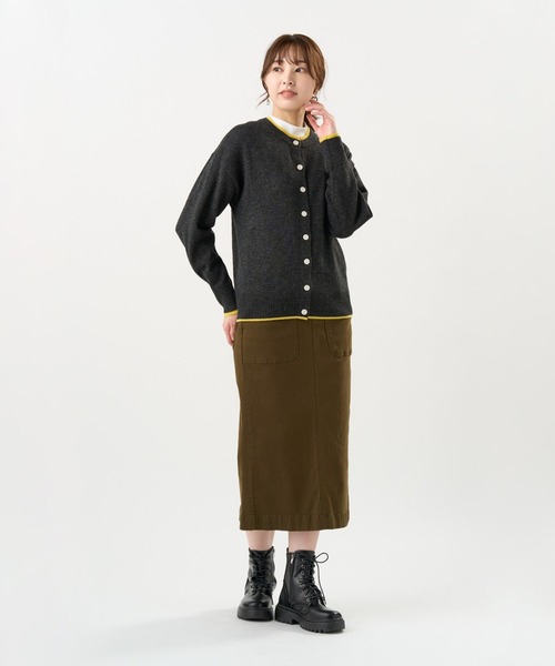 TOKYO SHIRTS（トウキョウシャツ）の「【Pitta Re:)】 ニット レイヤード風 クルーネック カーディガン（カーディガン/ボレロ・レディース・ブラック/グレー・M/L）」の4枚目の写真