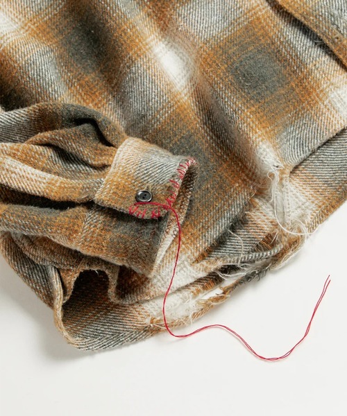 Anachronorm（アナクロノーム）の「【ANACHRONORM】OMBRE CHECK DAMAGED WIDE FLANNEL SHIRTS（シャツ/ブラウス・メンズ・パープル/オレンジ・2/3）」の15枚目の写真