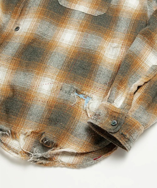 Anachronorm（アナクロノーム）の「【ANACHRONORM】OMBRE CHECK DAMAGED WIDE FLANNEL SHIRTS（シャツ/ブラウス・メンズ・パープル/オレンジ・2/3）」の16枚目の写真