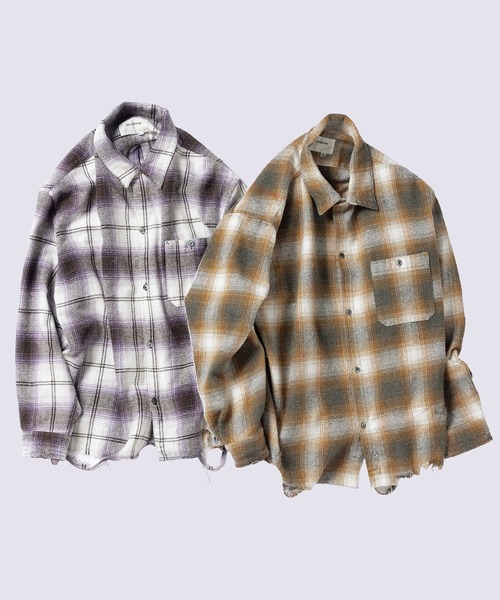 Anachronorm（アナクロノーム）の「【ANACHRONORM】OMBRE CHECK DAMAGED WIDE FLANNEL SHIRTS（シャツ/ブラウス・メンズ・パープル/オレンジ・2/3）」の19枚目の写真