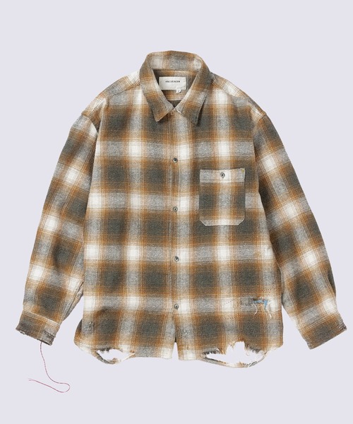 Anachronorm（アナクロノーム）の「【ANACHRONORM】OMBRE CHECK DAMAGED WIDE FLANNEL SHIRTS（シャツ/ブラウス・メンズ・パープル/オレンジ・2/3）」の4枚目の写真