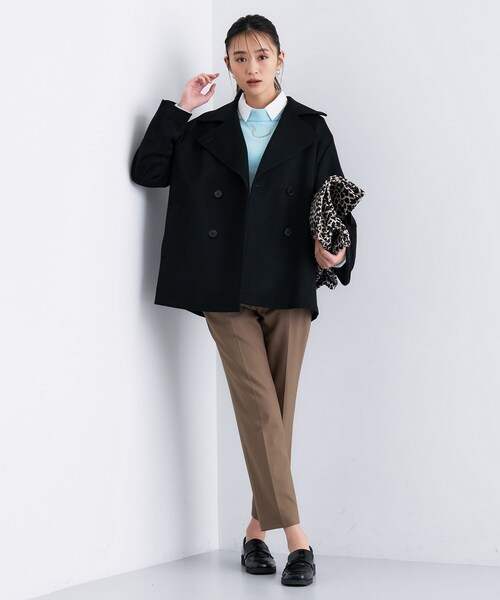 INDIVI（インディヴィ）の「【軽やか／ゆったり】ウール混ショートトレンチコート（トレンチコート・レディース・ライトグレー系8/ブラック・05/13/15 /36/38/40）」の6枚目の写真